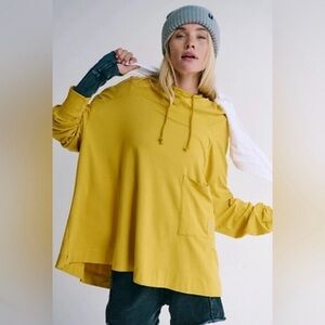 Free People Movement Hot Shot Hoodie Oversized Womens S Yellow Layer